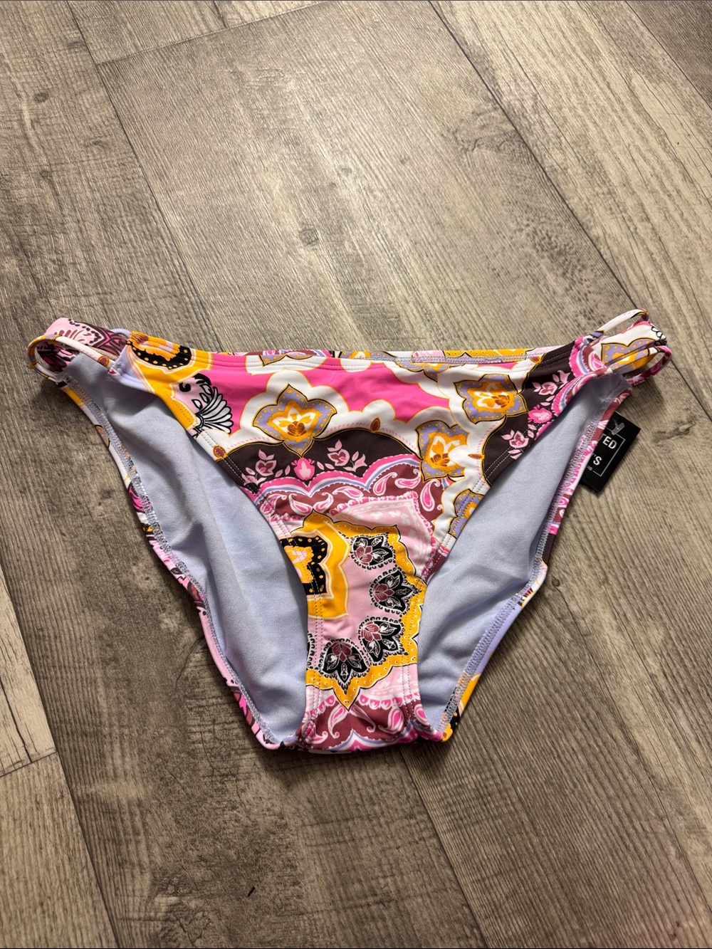 Hula Honey Pink Yellow Brown Floral Paisley One-Piece Swim Bottom